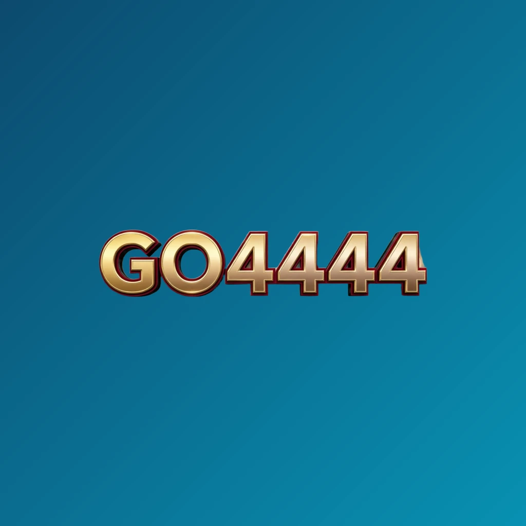 Luxury casino logo for GO4444 featuring rich gold gradient text with red and black accents, elegant lighting effects, designed in a horizontal rectangular wordmark style on a transparent background, perfect for a high-end entertainment website header